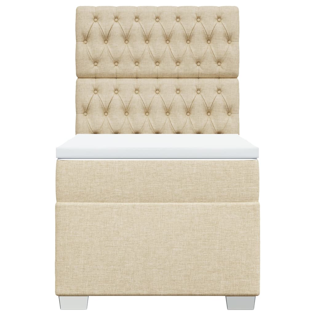 vidaXL Κρεβάτι Boxspring με Στρώμα Κρεμ 100 x 200 εκ. Υφασμάτινο
