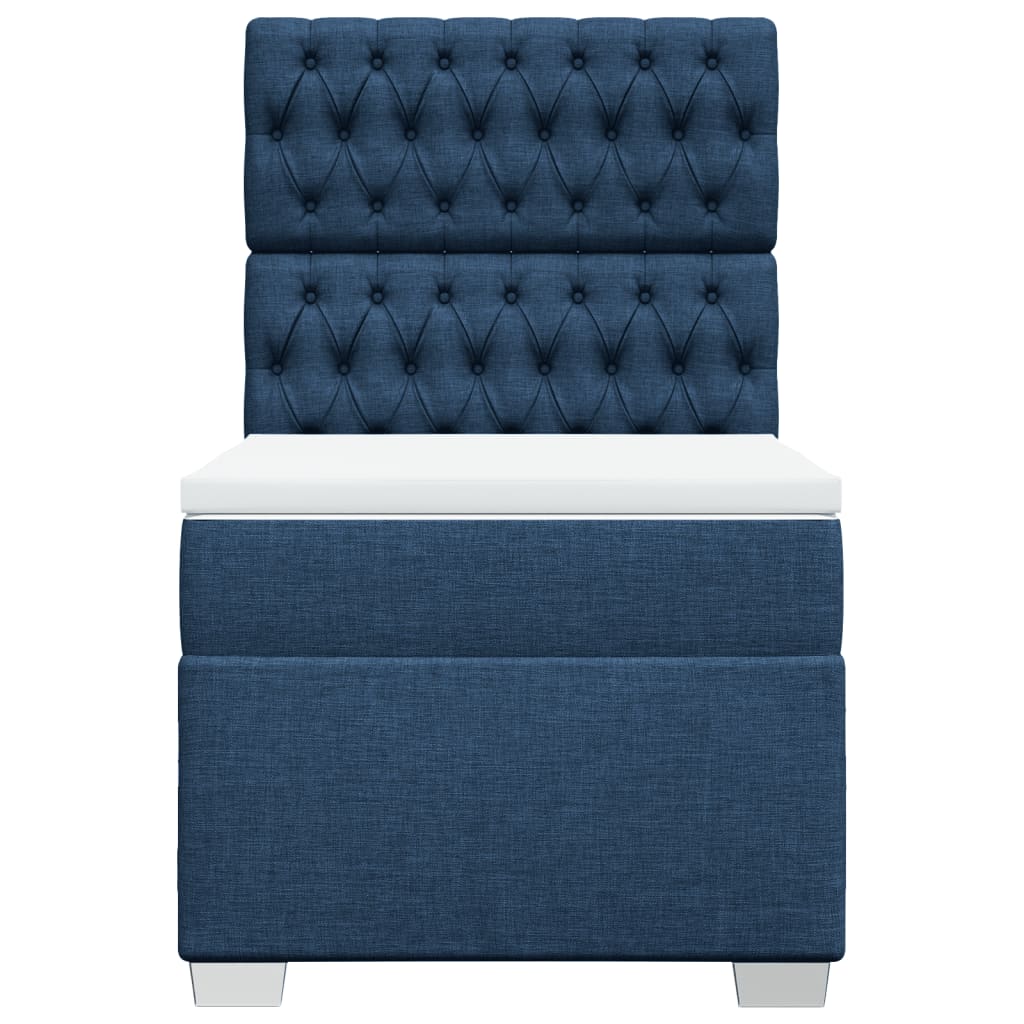 vidaXL Κρεβάτι Boxspring με Στρώμα Μπλε 100 x 200 εκ. Υφασμάτινο