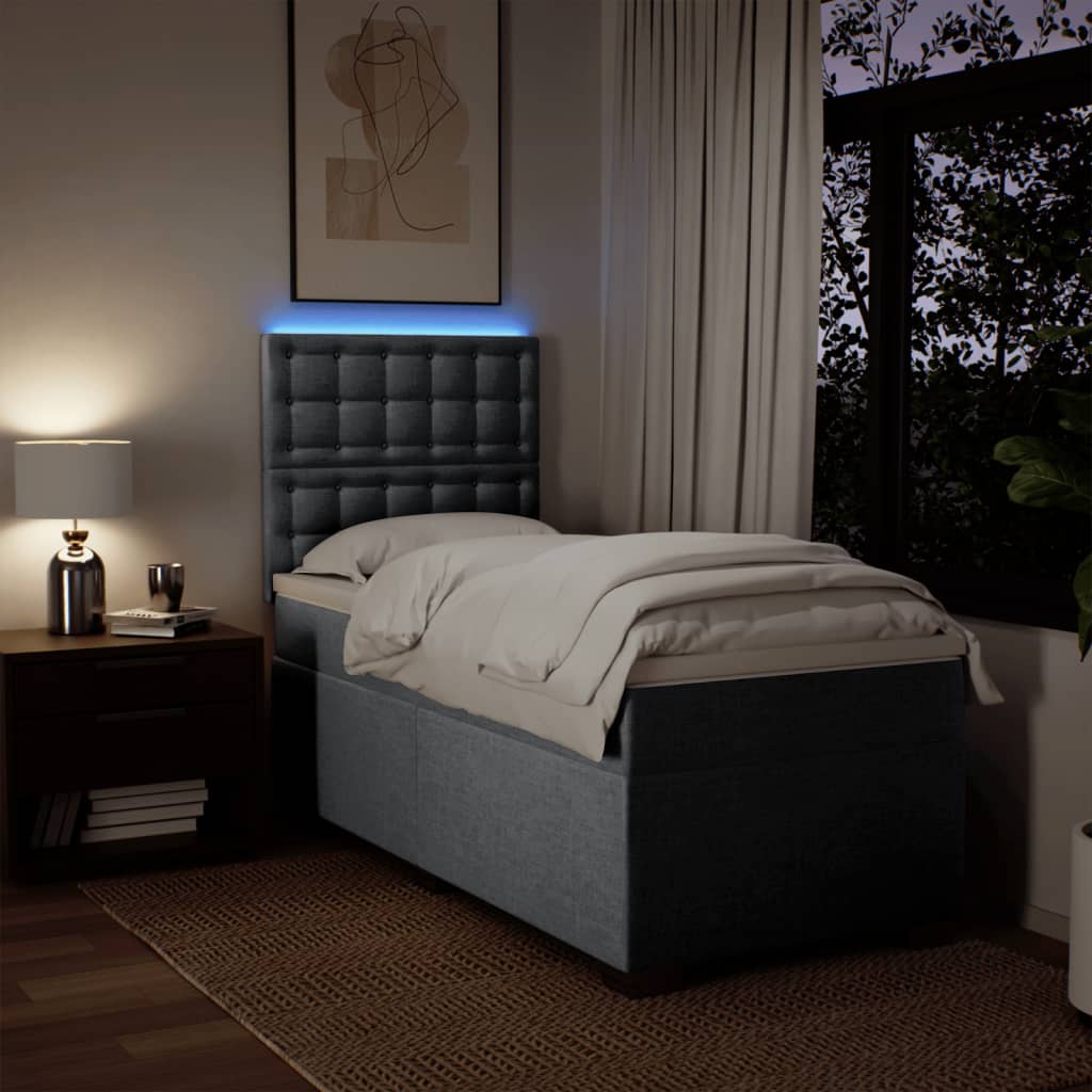 vidaXL Κρεβάτι Boxspring με Στρώμα Ανοιχτό Γκρι 100x200 εκ. Υφασμάτινο