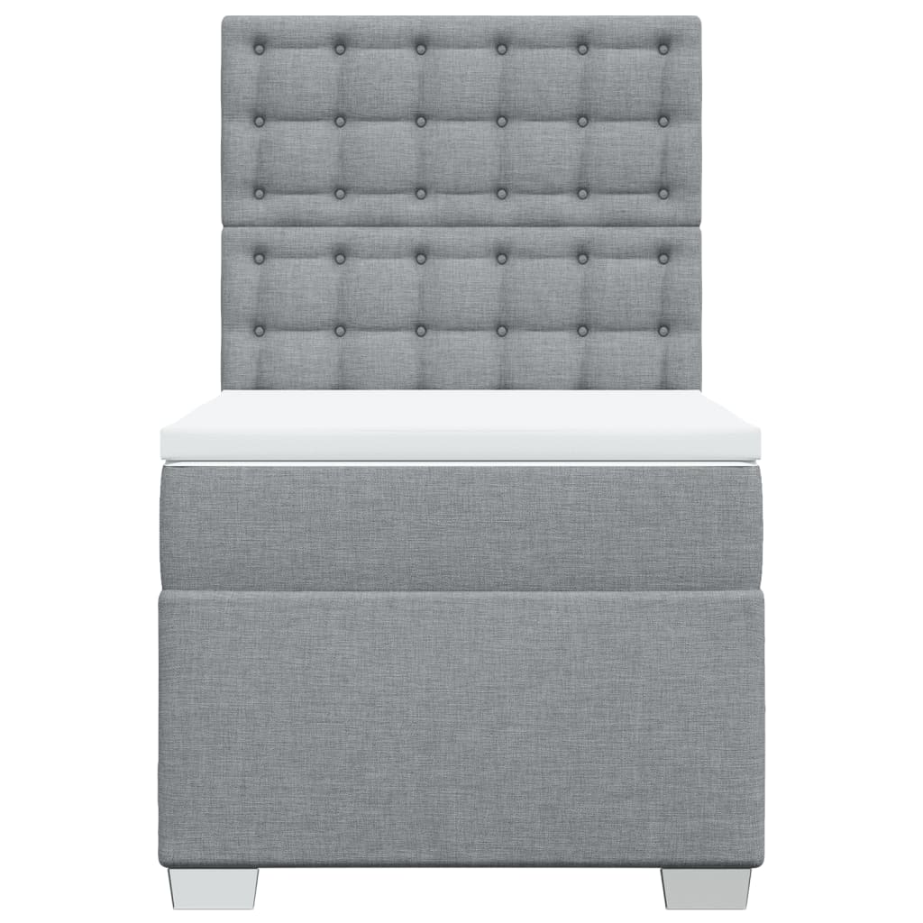 vidaXL Κρεβάτι Boxspring με Στρώμα Ανοιχτό Γκρι 100x200 εκ. Υφασμάτινο