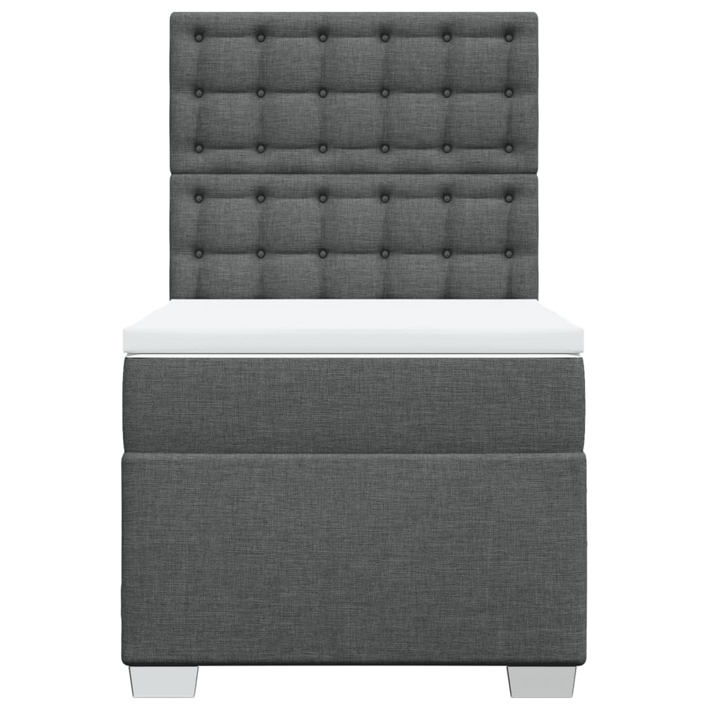 vidaXL Κρεβάτι Boxspring με Στρώμα Σκούρο Γκρι 100x200 εκ. Υφασμάτινο