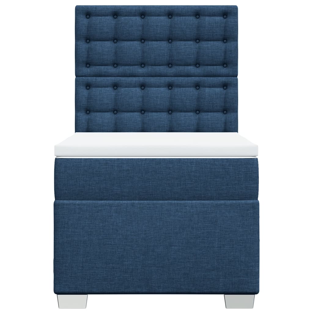 vidaXL Κρεβάτι Boxspring με Στρώμα Μπλε 100 x 200 εκ. Υφασμάτινο