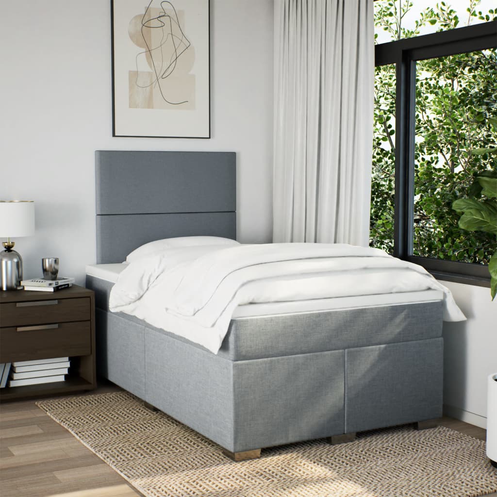 vidaXL Κρεβάτι Boxspring με Στρώμα Ανοιχτό Γκρι 120x190 εκ. Υφασμάτινο