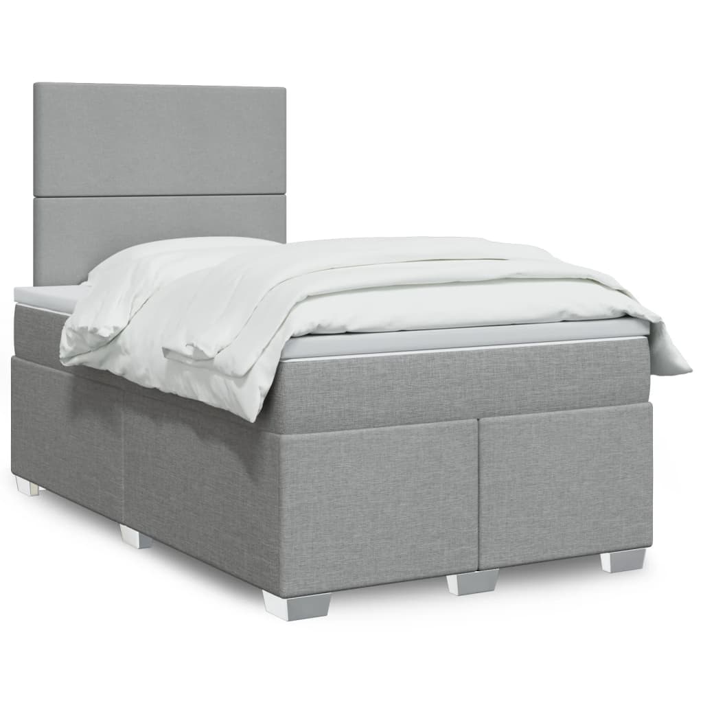 vidaXL Κρεβάτι Boxspring με Στρώμα Ανοιχτό Γκρι 120x190 εκ. Υφασμάτινο