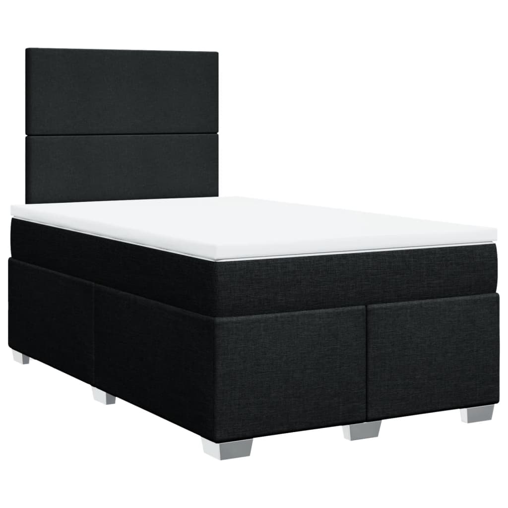 vidaXL Κρεβάτι Boxspring με Στρώμα Μαύρο 120x190 εκ. Υφασμάτινο