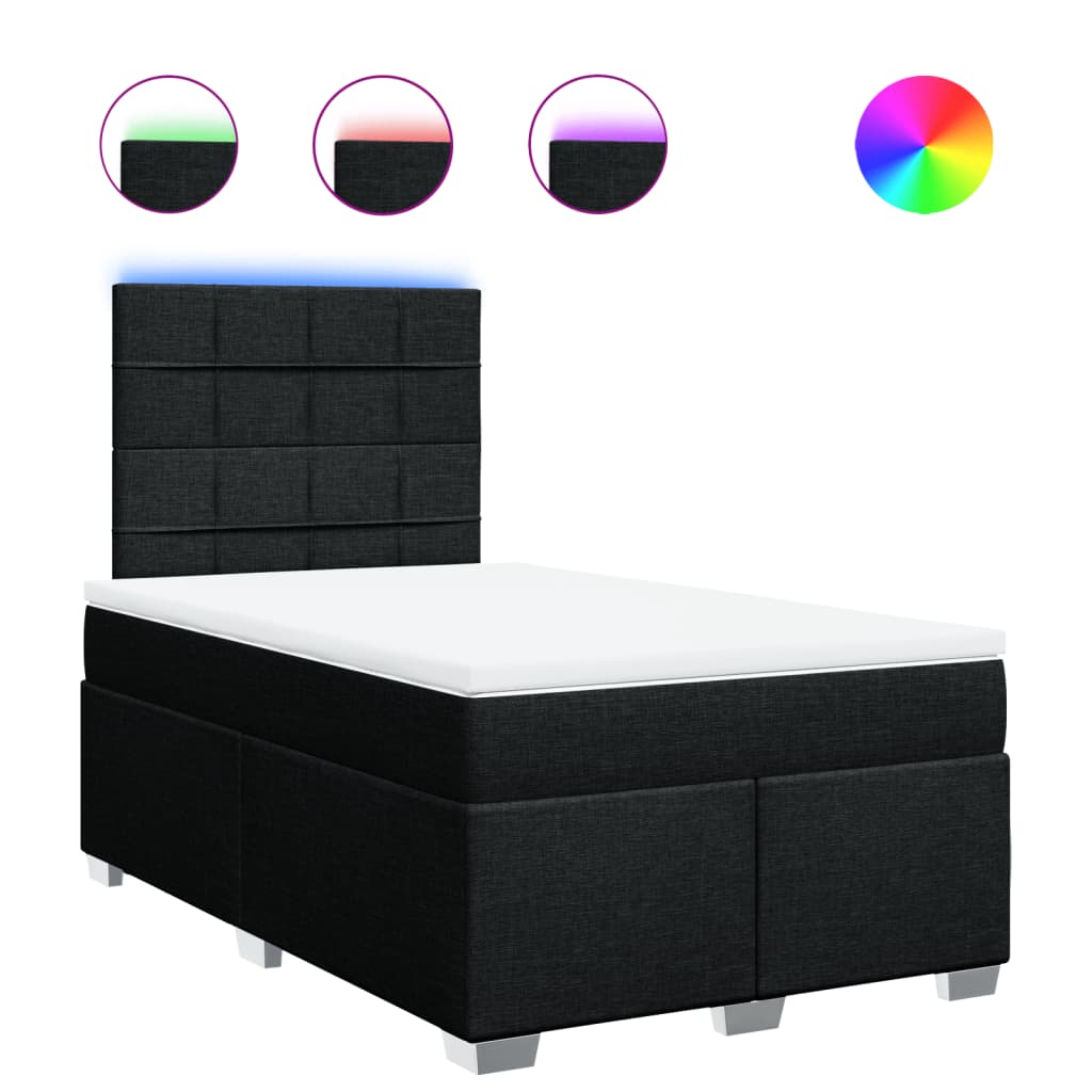 vidaXL Κρεβάτι Boxspring με Στρώμα Μαύρο 120x190 εκ. Υφασμάτινο