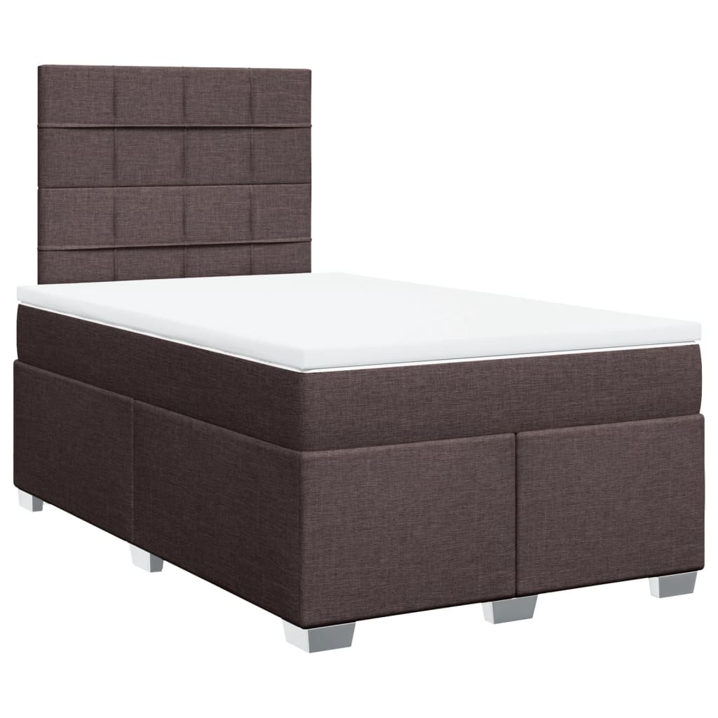 vidaXL Κρεβάτι Boxspring με Στρώμα Σκούρο Καφέ 120x190 εκ Υφασμάτινο