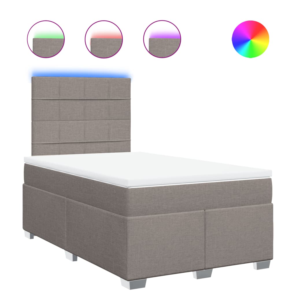 vidaXL Κρεβάτι Boxspring με Στρώμα Taupe 120x190 εκ. Υφασμάτινο