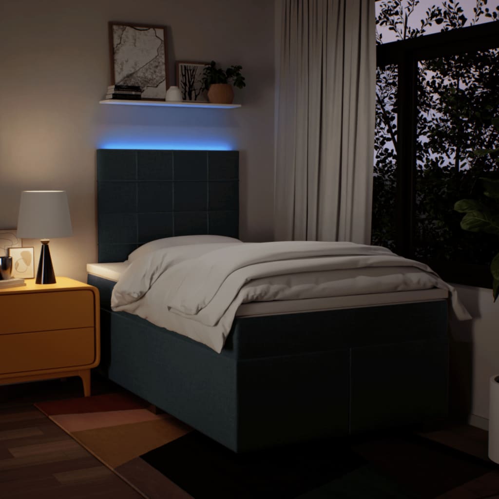 vidaXL Κρεβάτι Boxspring με Στρώμα Μπλε 120x190 εκ. Υφασμάτινο