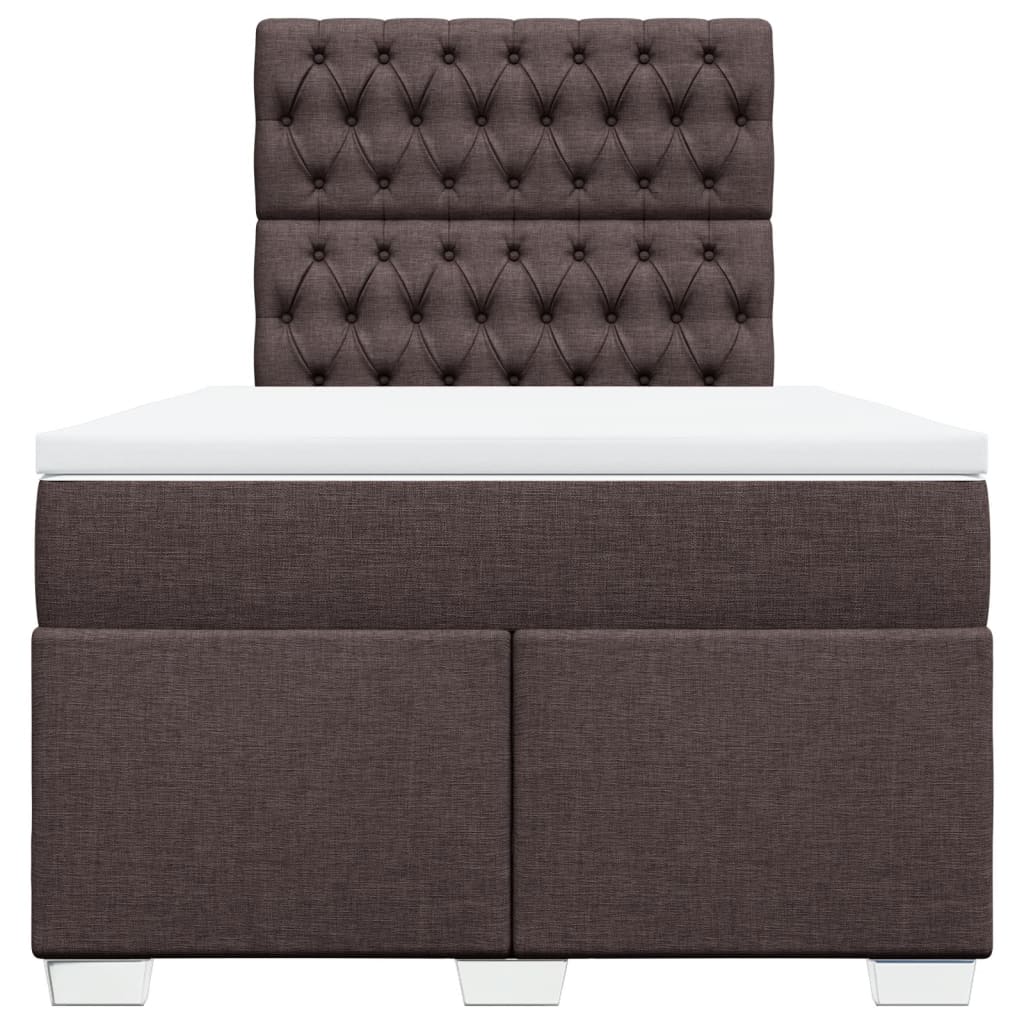 vidaXL Κρεβάτι Boxspring με Στρώμα Σκούρο Καφέ 120x190 εκ Υφασμάτινο