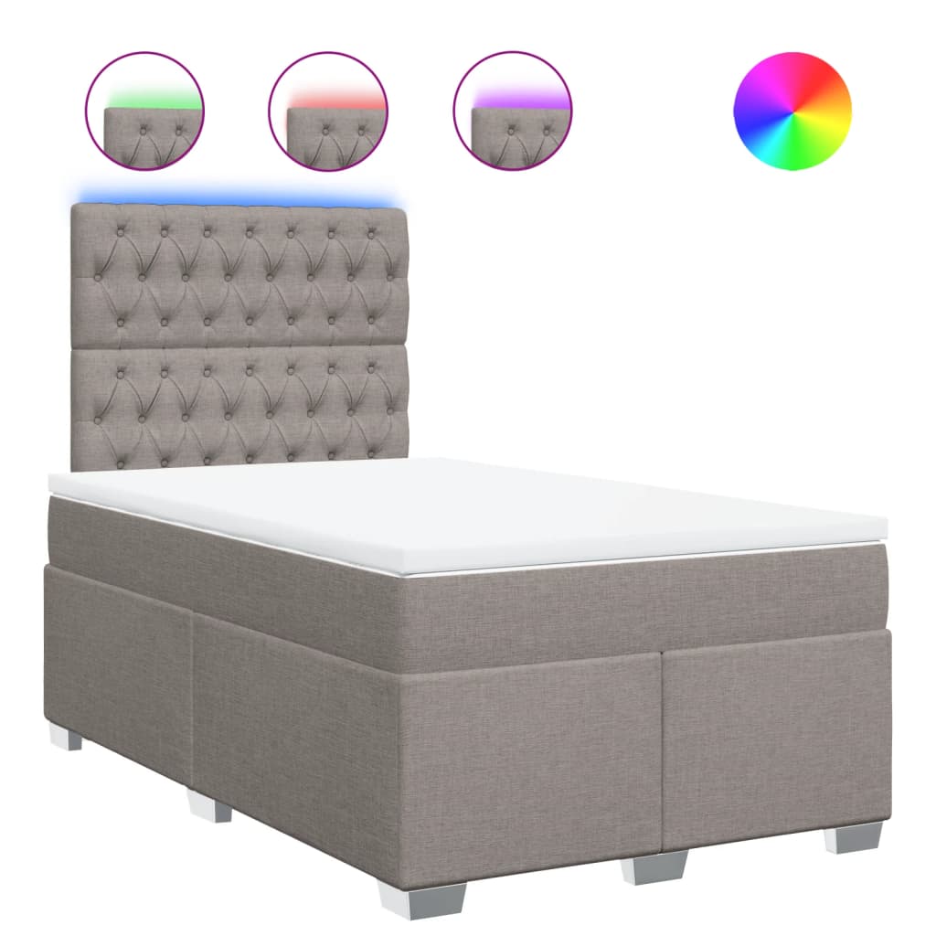 vidaXL Κρεβάτι Boxspring με Στρώμα Taupe 120x190 εκ. Υφασμάτινο