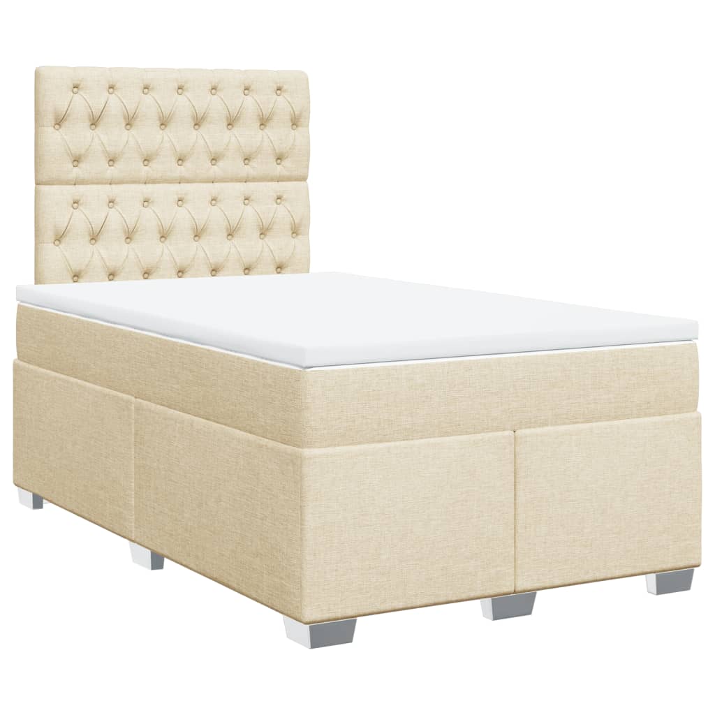 vidaXL Κρεβάτι Boxspring με Στρώμα Κρεμ 120x190 εκ. Υφασμάτινο
