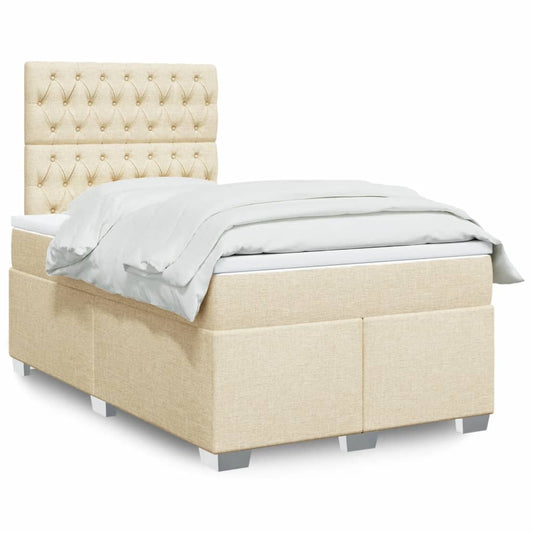 vidaXL Κρεβάτι Boxspring με Στρώμα Κρεμ 120x190 εκ. Υφασμάτινο
