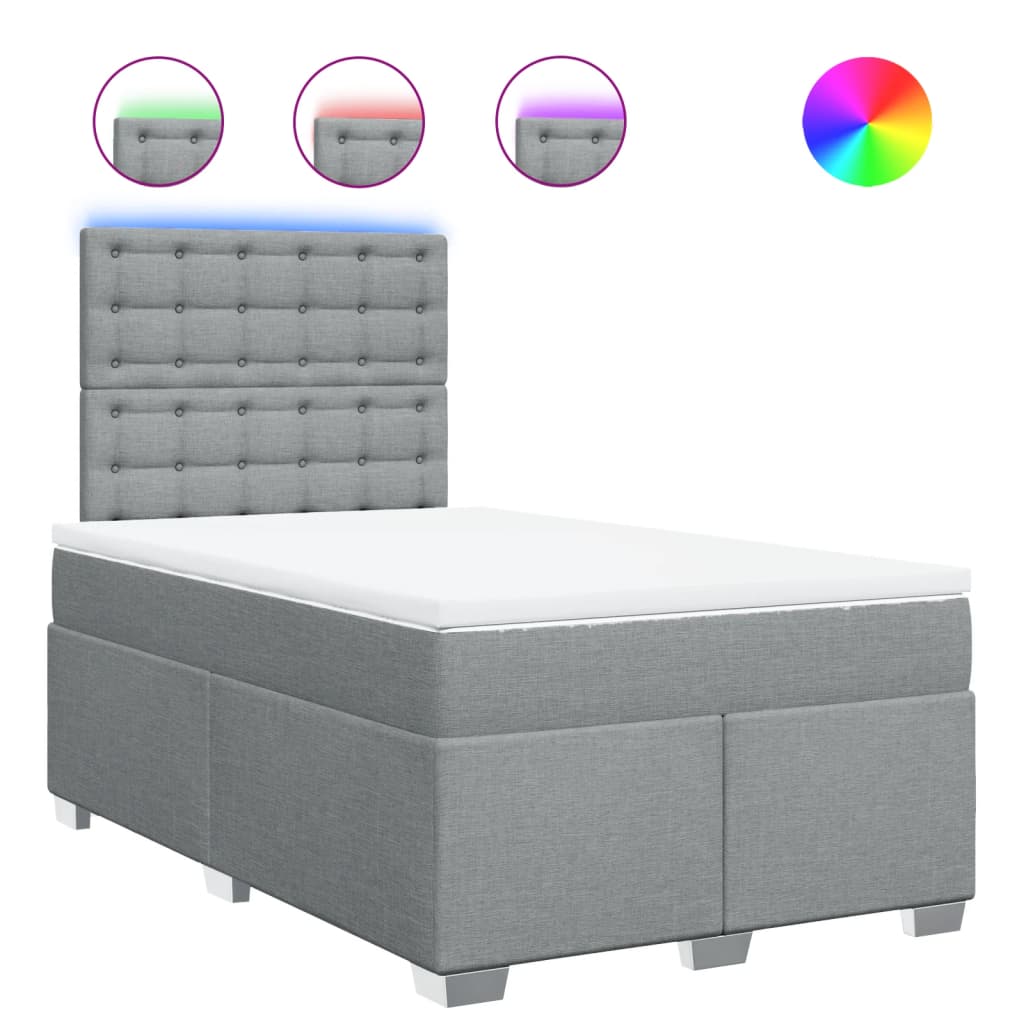 vidaXL Κρεβάτι Boxspring με Στρώμα Ανοιχτό Γκρι 120x190 εκ. Υφασμάτινο