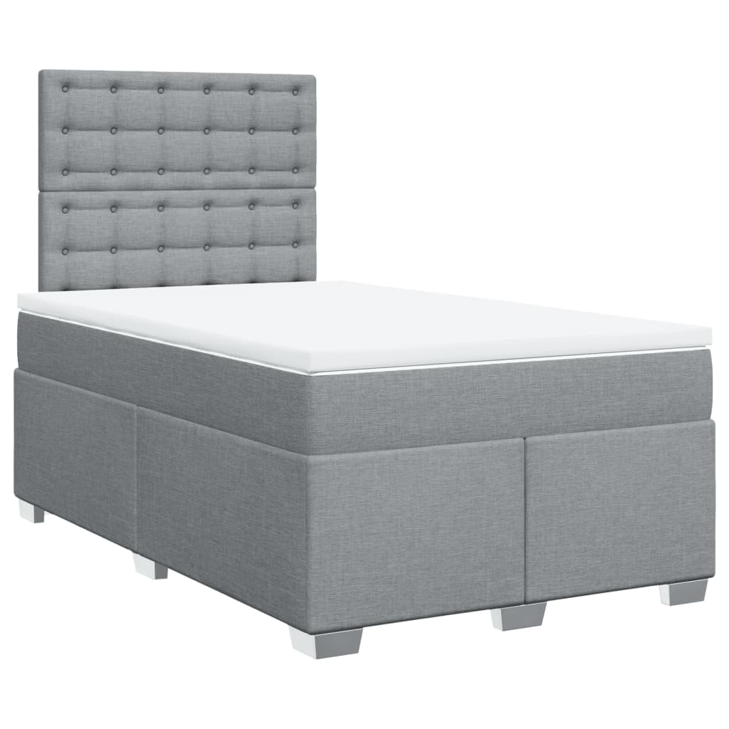 vidaXL Κρεβάτι Boxspring με Στρώμα Ανοιχτό Γκρι 120x190 εκ. Υφασμάτινο