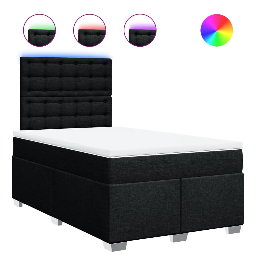 vidaXL Κρεβάτι Boxspring με Στρώμα Μαύρο 120x190 εκ. Υφασμάτινο