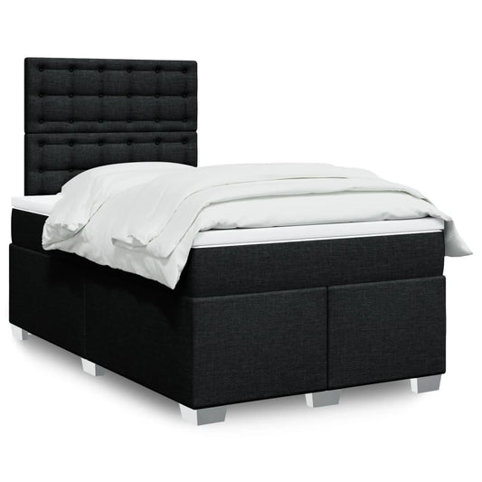 vidaXL Κρεβάτι Boxspring με Στρώμα Μαύρο 120x190 εκ. Υφασμάτινο