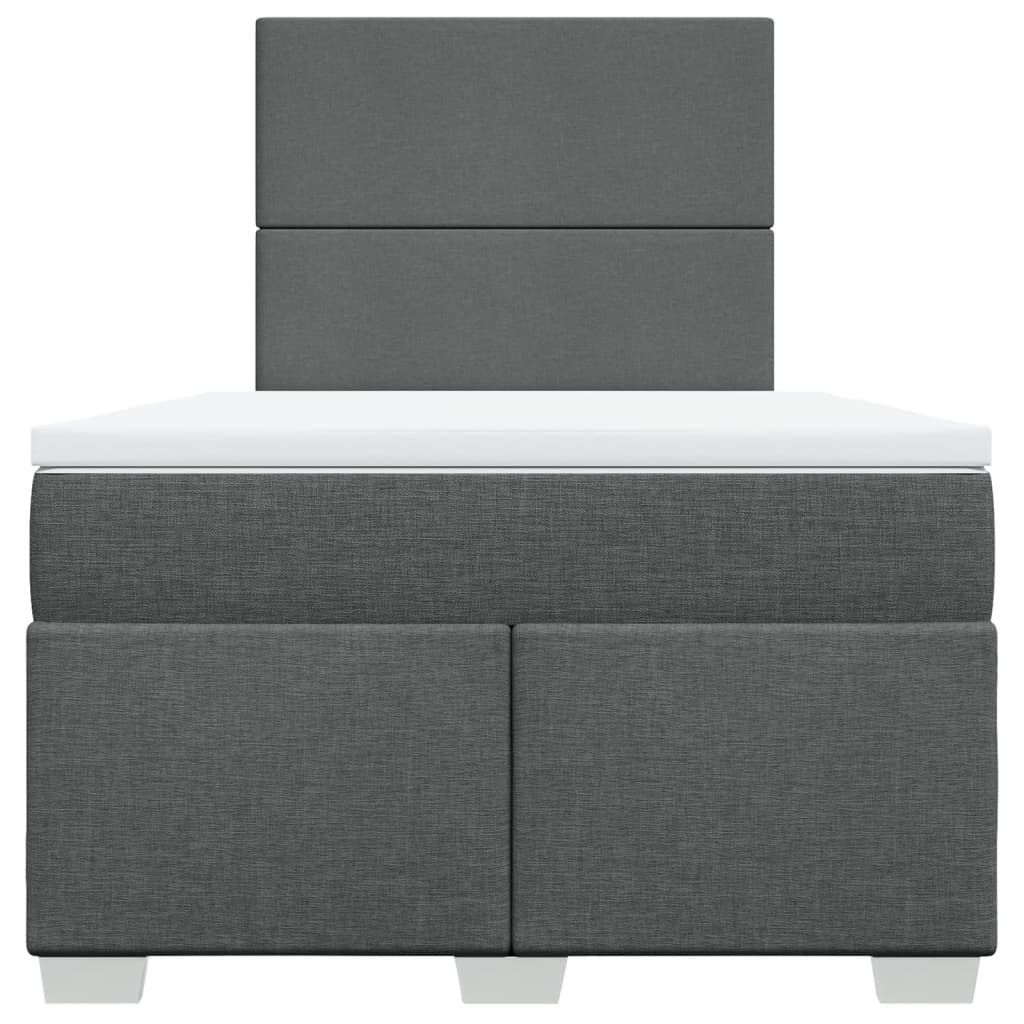 vidaXL Κρεβάτι Boxspring με Στρώμα Σκούρο Γκρι 120x200 εκ. Υφασμάτινο