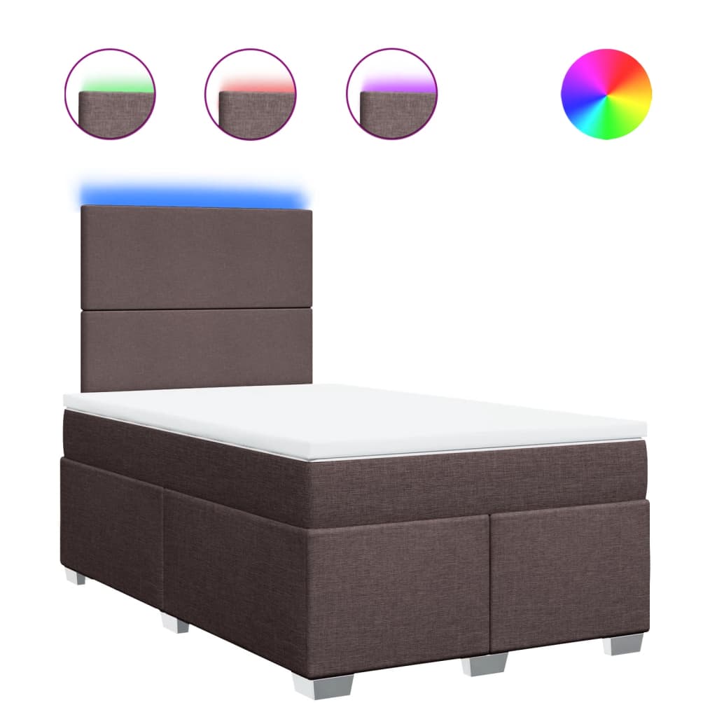 vidaXL Κρεβάτι Boxspring με Στρώμα Σκούρο Καφέ 120x200 εκ. Υφασμάτινο
