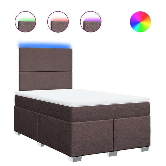 vidaXL Κρεβάτι Boxspring με Στρώμα Σκούρο Καφέ 120x200 εκ. Υφασμάτινο