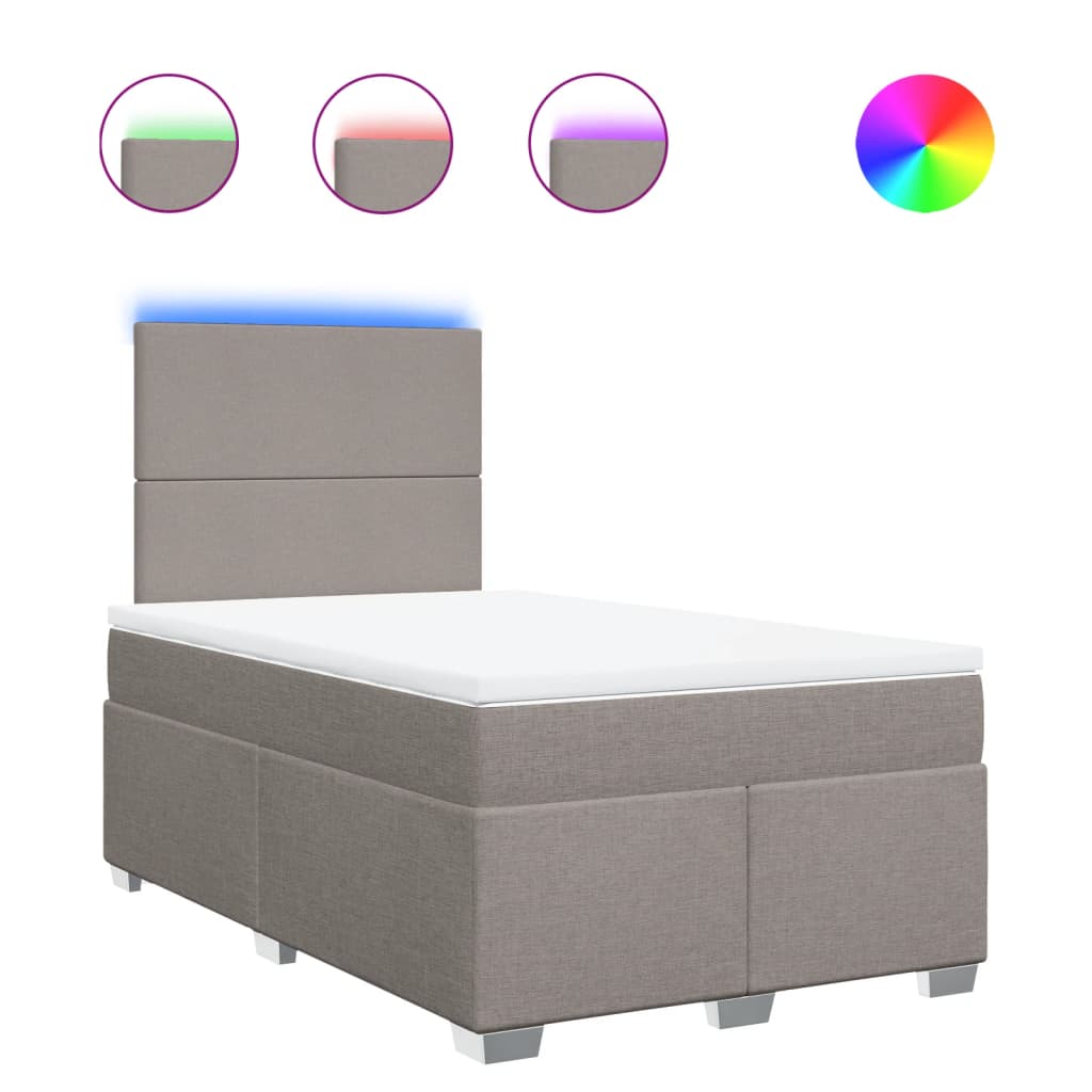 vidaXL Κρεβάτι Boxspring με Στρώμα Taupe 120x200 εκ. Υφασμάτινο