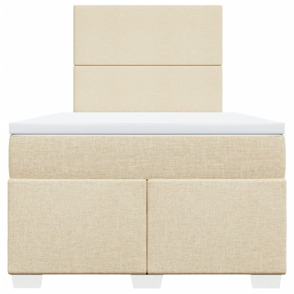 vidaXL Κρεβάτι Boxspring με Στρώμα Κρεμ 120x200 εκ. Υφασμάτινο