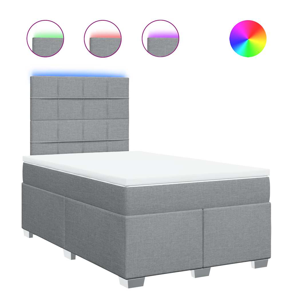 vidaXL Κρεβάτι Boxspring με Στρώμα Ανοιχτό Γκρι 120x200 εκ. Υφασμάτινο