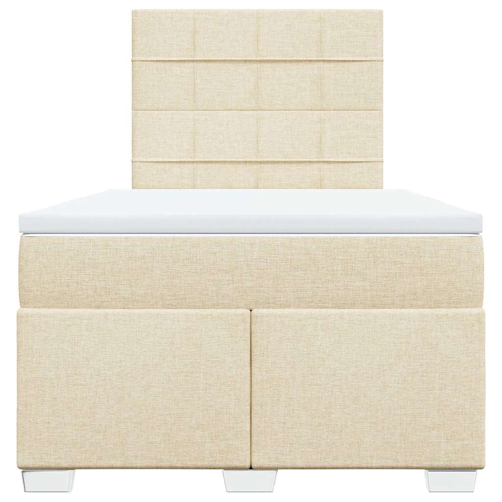 vidaXL Κρεβάτι Boxspring με Στρώμα Κρεμ 120x200 εκ. Υφασμάτινο