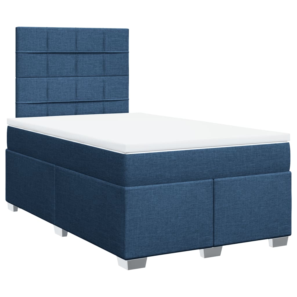 vidaXL Κρεβάτι Boxspring με Στρώμα Μπλε 120x200 εκ. Υφασμάτινο