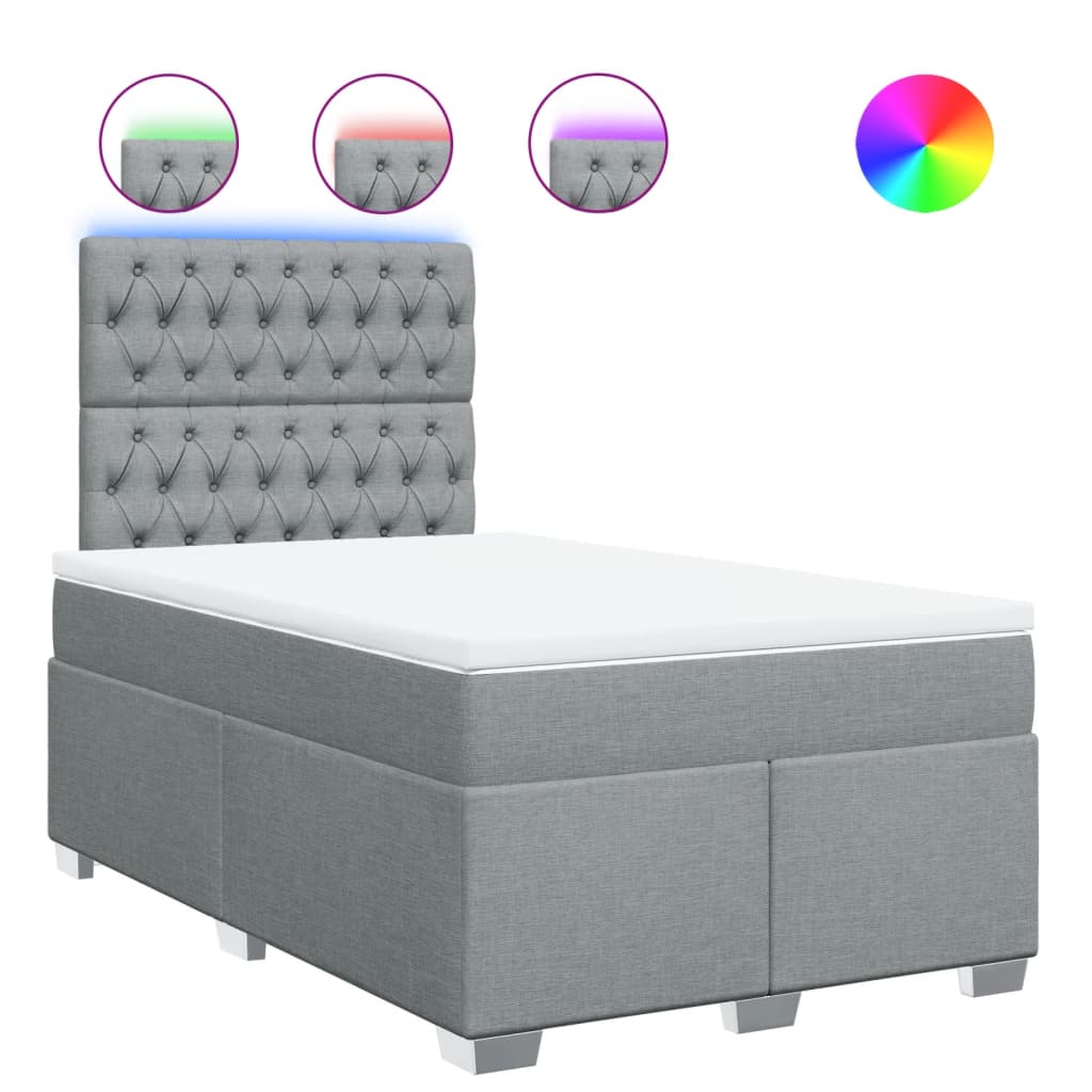 vidaXL Κρεβάτι Boxspring με Στρώμα Ανοιχτό Γκρι 120x200 εκ. Υφασμάτινο