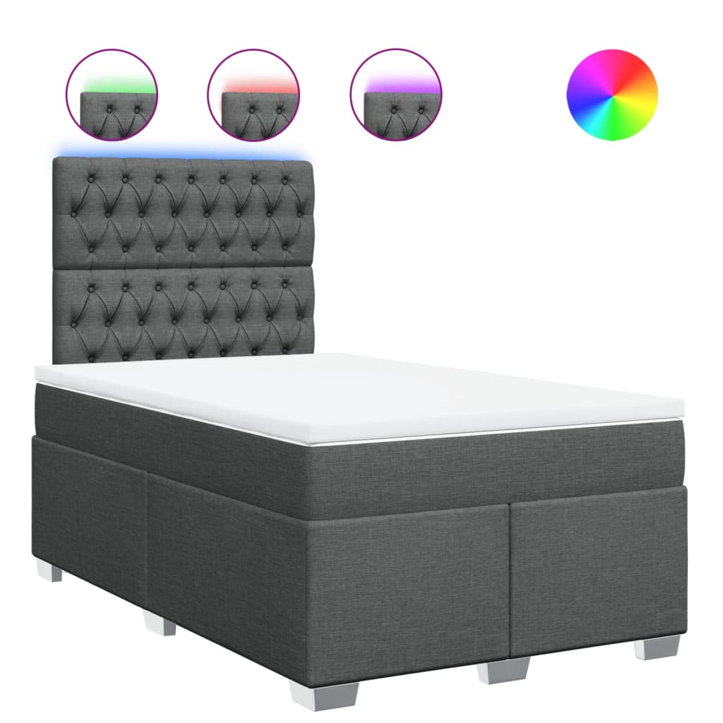 vidaXL Κρεβάτι Boxspring με Στρώμα Σκούρο Γκρι 120x200 εκ. Υφασμάτινο