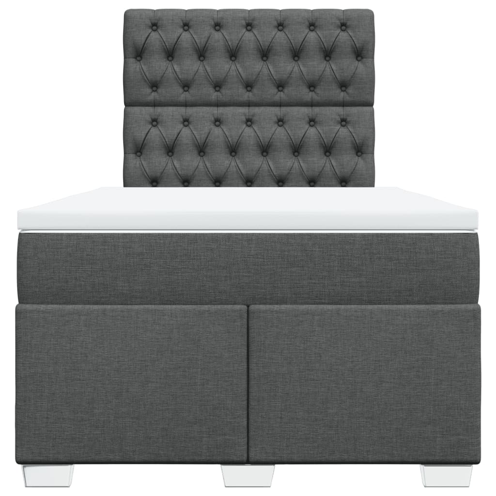vidaXL Κρεβάτι Boxspring με Στρώμα Σκούρο Γκρι 120x200 εκ. Υφασμάτινο