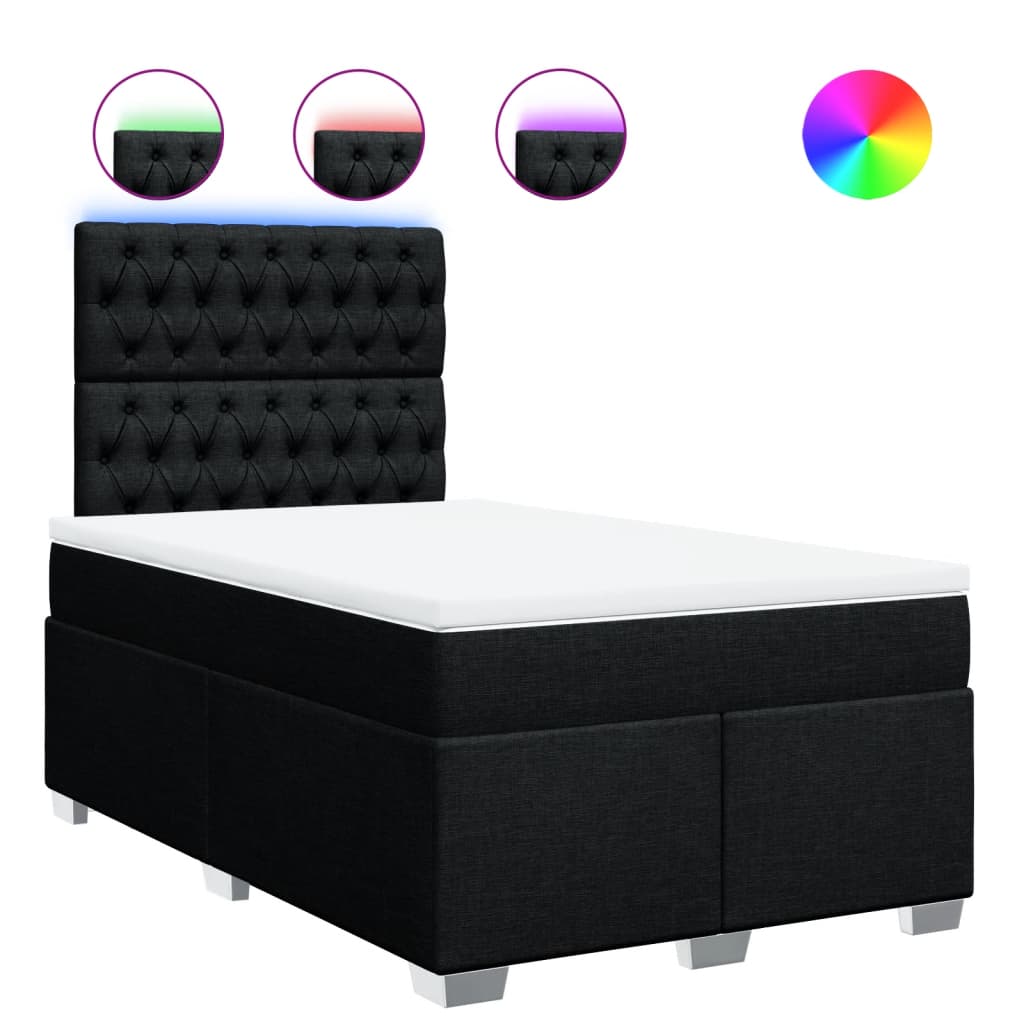 vidaXL Κρεβάτι Boxspring με Στρώμα Μαύρο 120x200 εκ. Υφασμάτινο