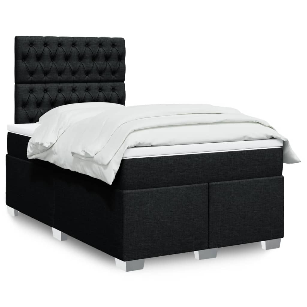 vidaXL Κρεβάτι Boxspring με Στρώμα Μαύρο 120x200 εκ. Υφασμάτινο