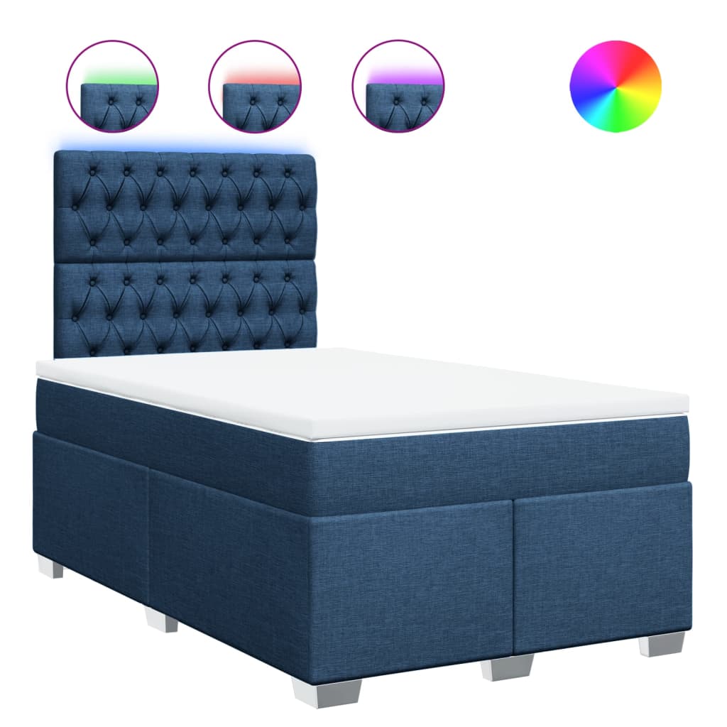 vidaXL Κρεβάτι Boxspring με Στρώμα Μπλε 120x200 εκ. Υφασμάτινο