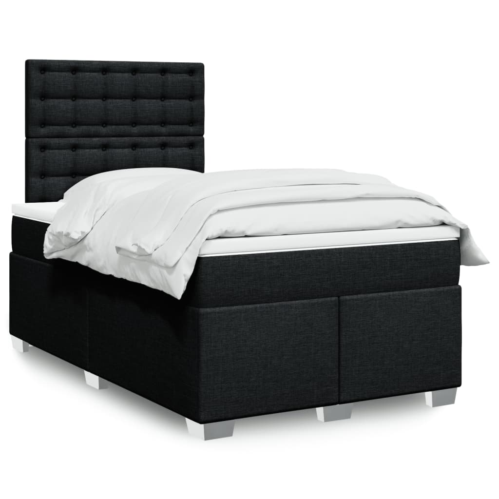 vidaXL Κρεβάτι Boxspring με Στρώμα Μαύρο 120x200 εκ. Υφασμάτινο