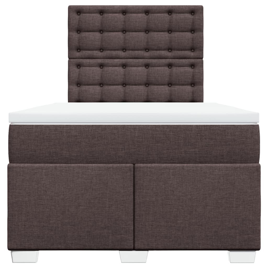 vidaXL Κρεβάτι Boxspring με Στρώμα Σκούρο Καφέ 120x200 εκ. Υφασμάτινο