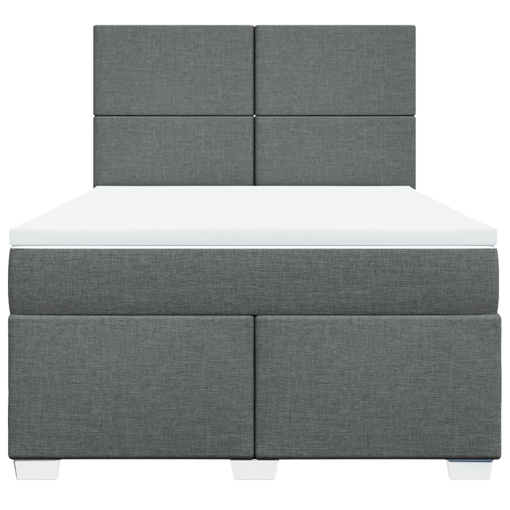 vidaXL Κρεβάτι Boxspring με Στρώμα Σκούρο Γκρι 140x190 εκ. Υφασμάτινο