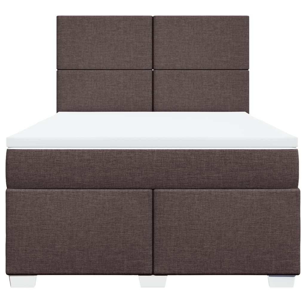 vidaXL Κρεβάτι Boxspring με Στρώμα Σκούρο Καφέ 140x190 εκ. Υφασμάτινο