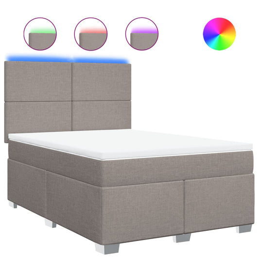 vidaXL Κρεβάτι Boxspring με Στρώμα Taupe 140x190 εκ. Υφασμάτινο