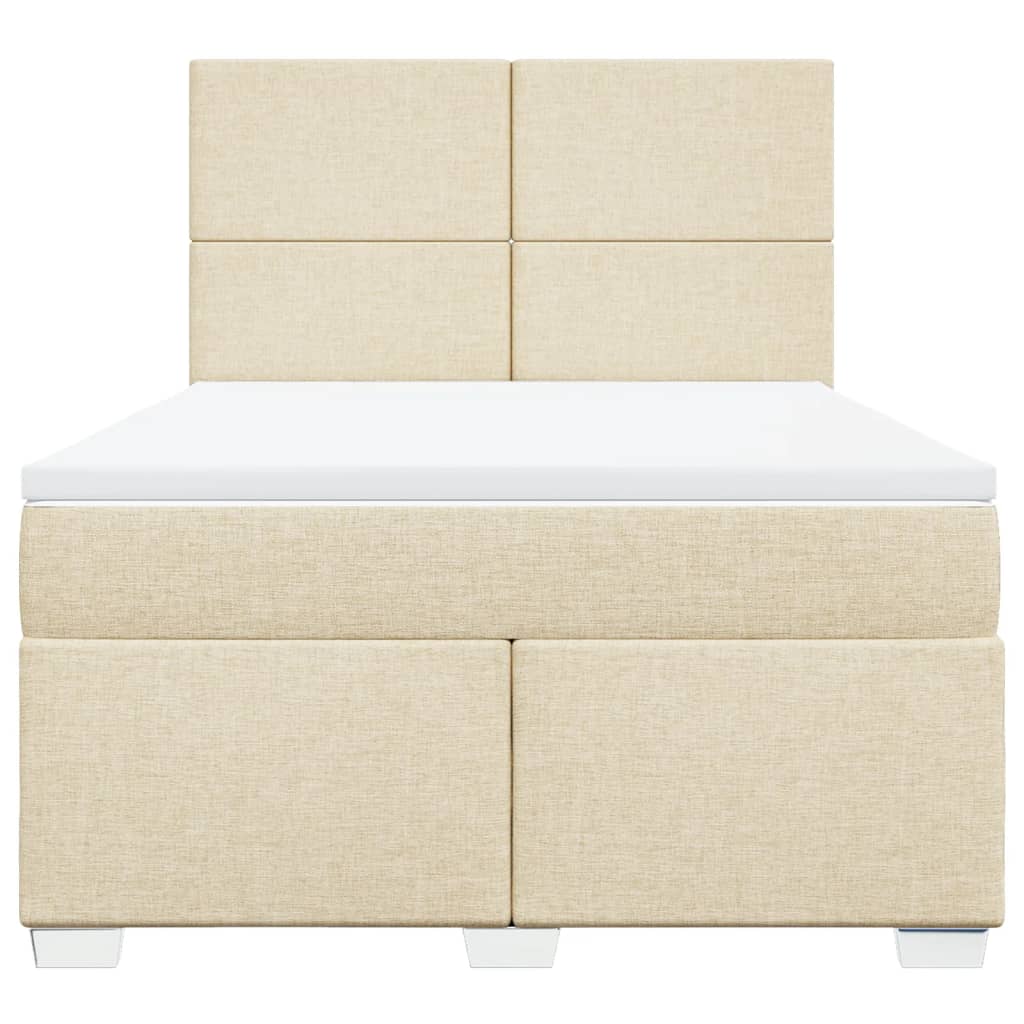 vidaXL Κρεβάτι Boxspring με Στρώμα Κρεμ 140x190 εκ. Υφασμάτινο