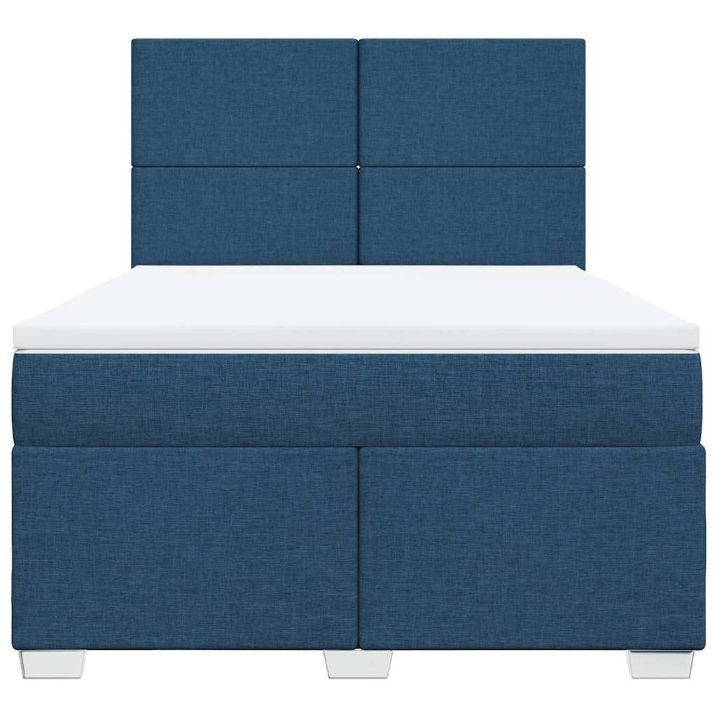 vidaXL Κρεβάτι Boxspring με Στρώμα Μπλε 140x190 εκ. Υφασμάτινο