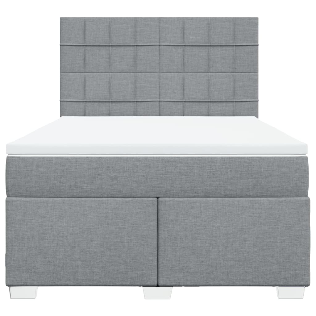 vidaXL Κρεβάτι Boxspring με Στρώμα Ανοιχτό Γκρι 140x190 εκ. Υφασμάτινο