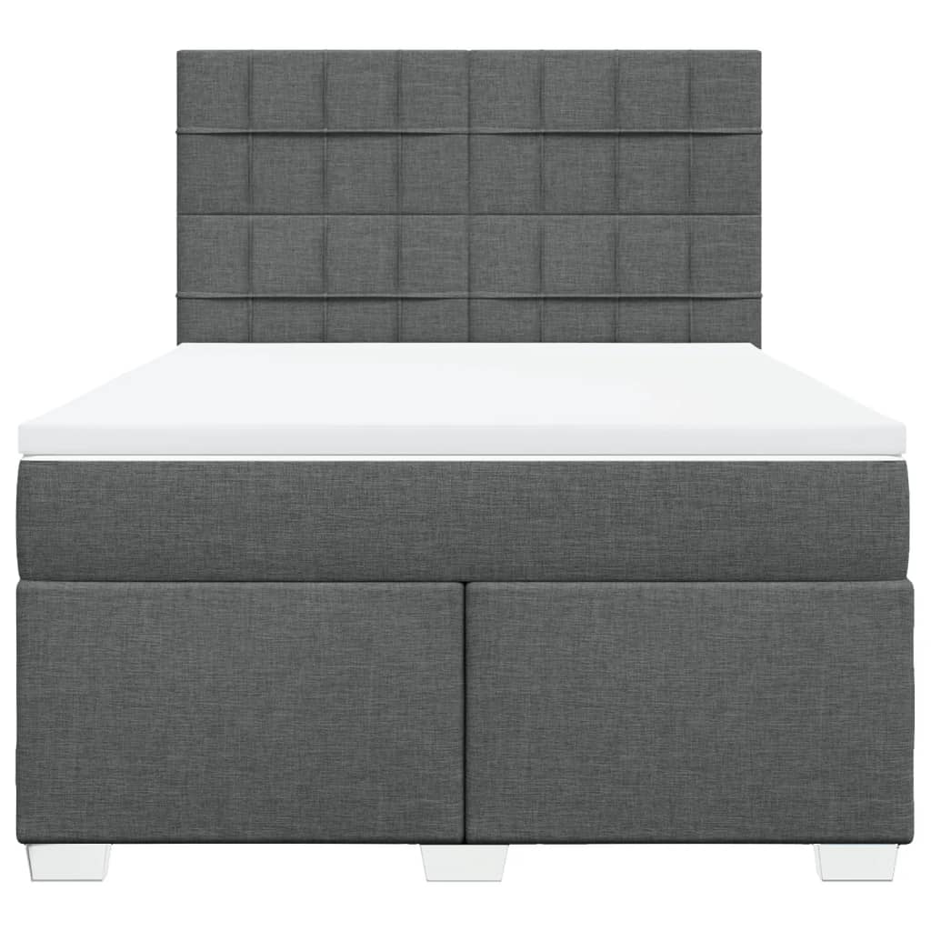 vidaXL Κρεβάτι Boxspring με Στρώμα Σκούρο Γκρι 140x190 εκ. Υφασμάτινο