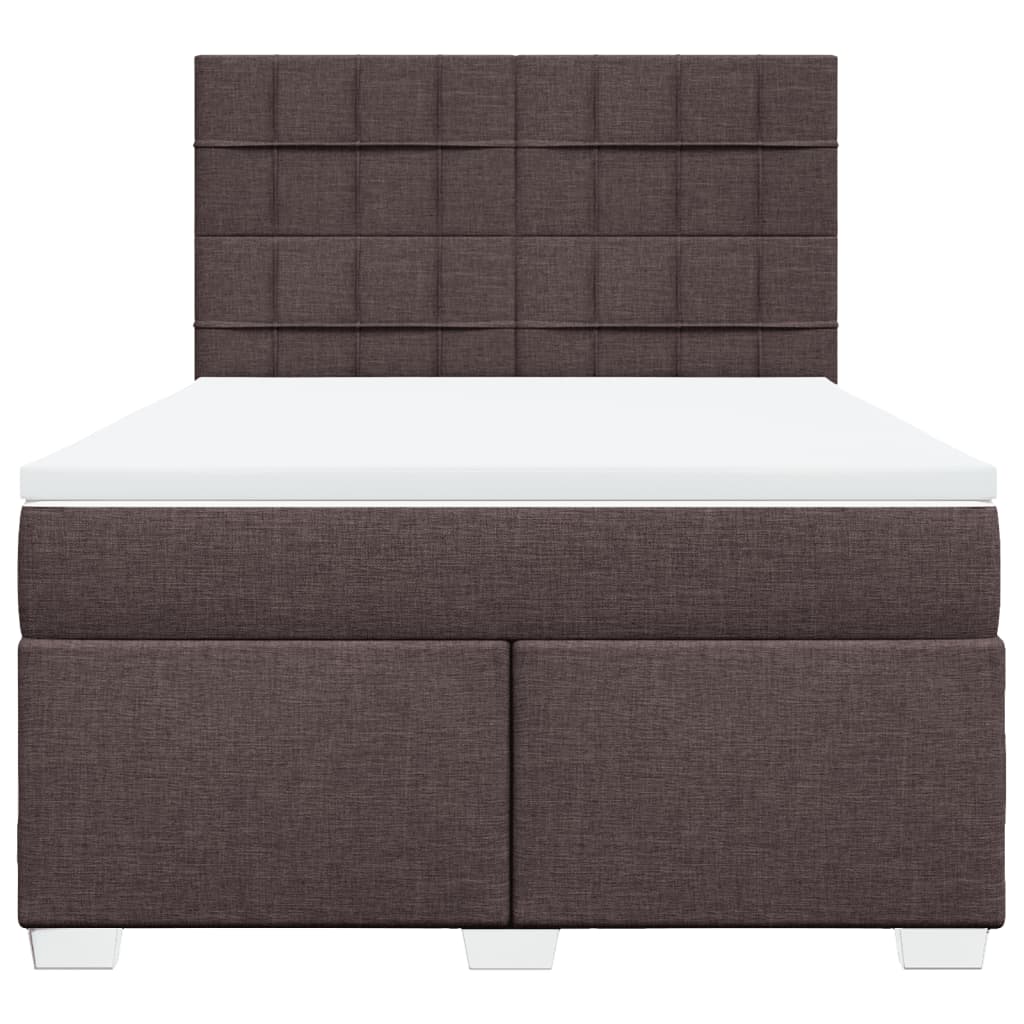 vidaXL Κρεβάτι Boxspring με Στρώμα Σκούρο Καφέ 140x190 εκ. Υφασμάτινο