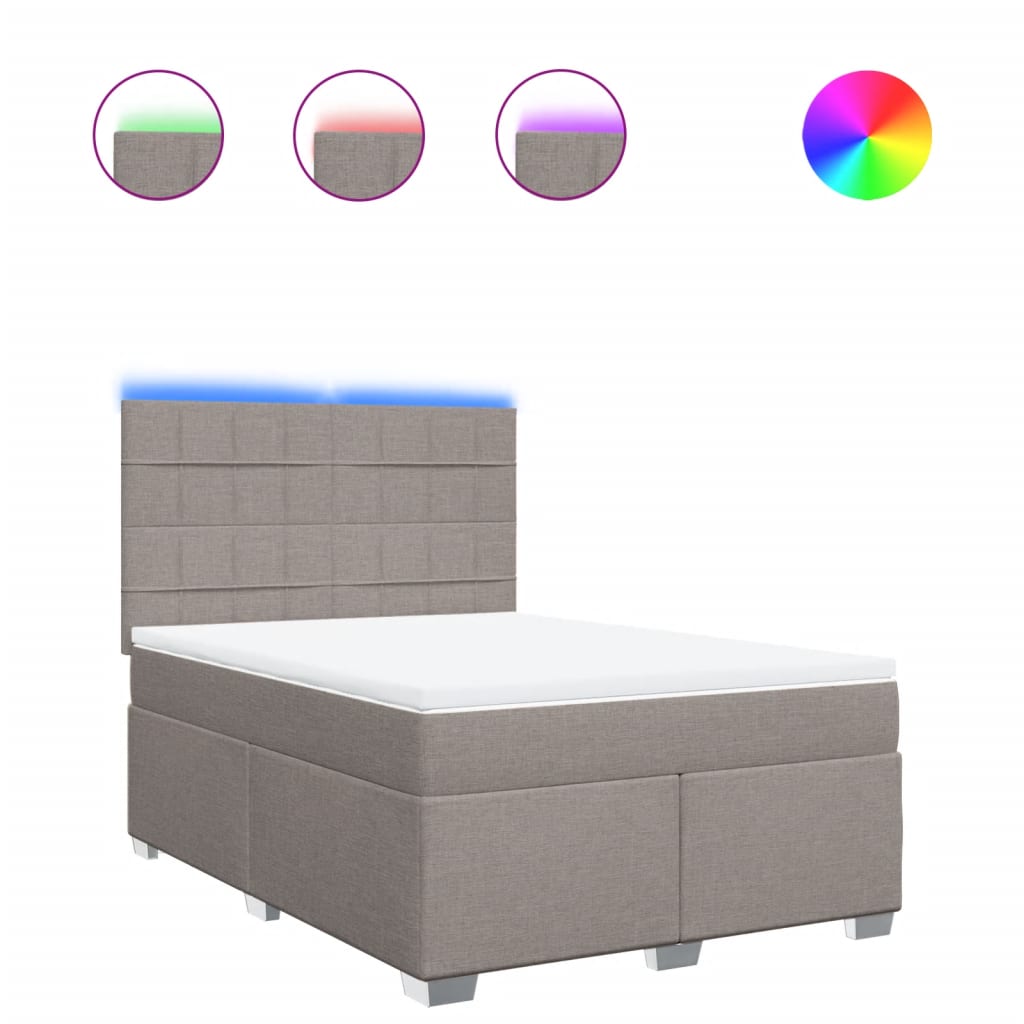 vidaXL Κρεβάτι Boxspring με Στρώμα Taupe 140x190 εκ. Υφασμάτινο