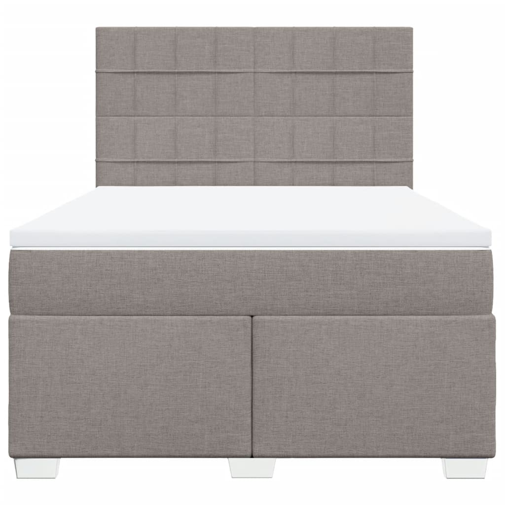 vidaXL Κρεβάτι Boxspring με Στρώμα Taupe 140x190 εκ. Υφασμάτινο