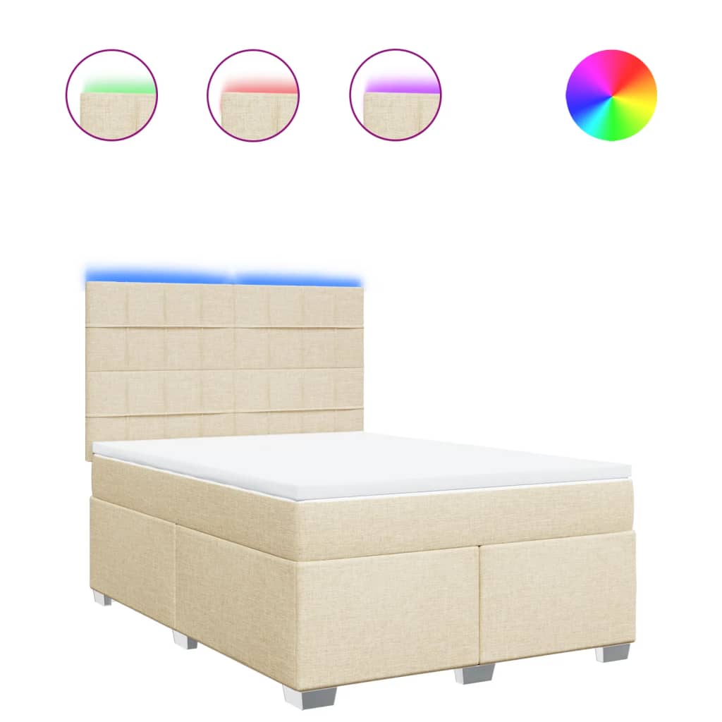 vidaXL Κρεβάτι Boxspring με Στρώμα Κρεμ 140x190 εκ. Υφασμάτινο