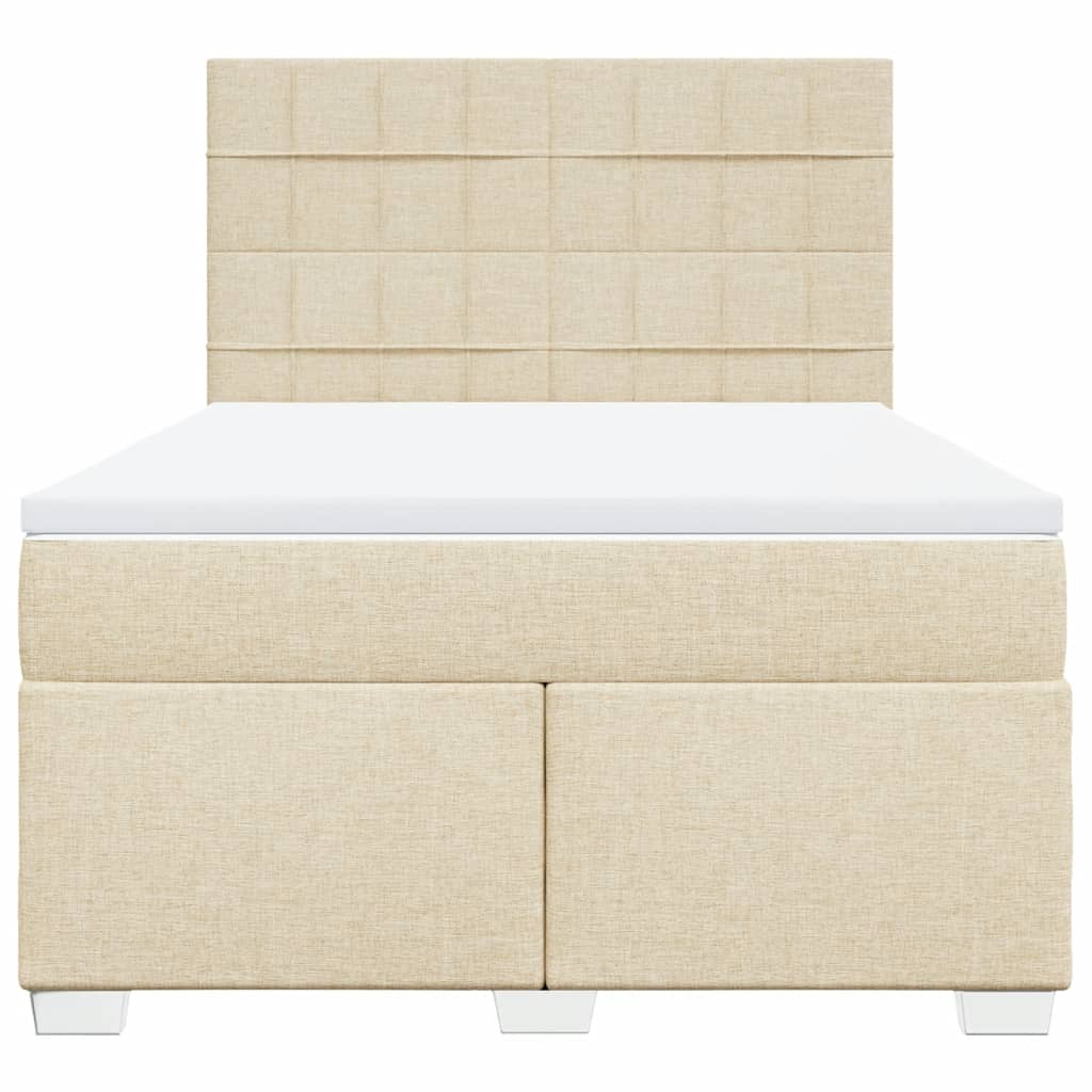 vidaXL Κρεβάτι Boxspring με Στρώμα Κρεμ 140x190 εκ. Υφασμάτινο