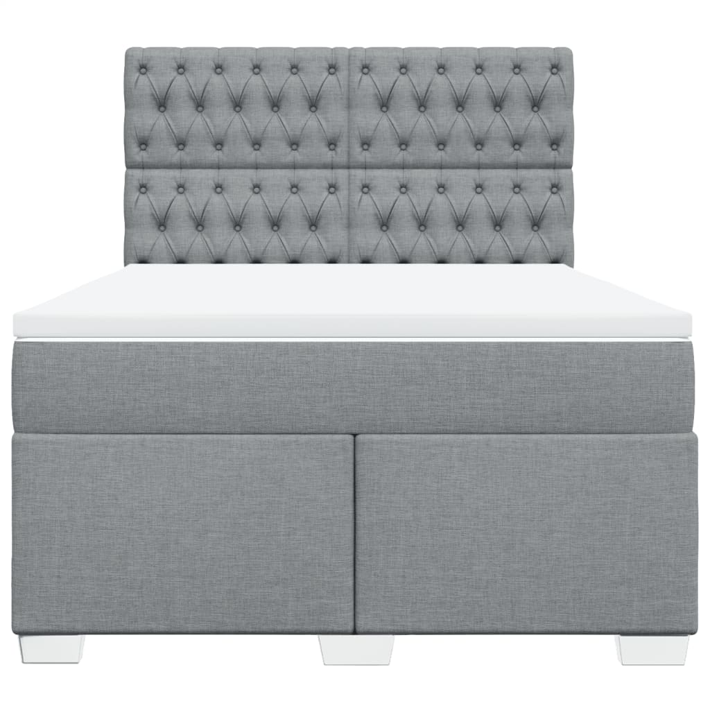vidaXL Κρεβάτι Boxspring με Στρώμα Ανοιχτό Γκρι 140x190 εκ. Υφασμάτινο